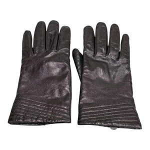 Paris Gloves Womens 7.5 Black Leather Lined Winter Dress Classic Driving Warm